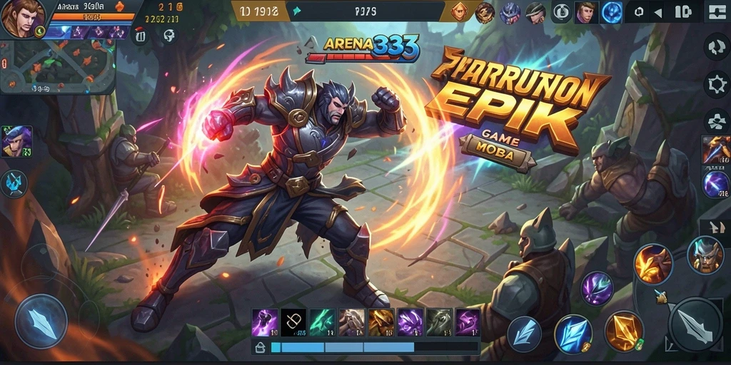 Tampilan gameplay seru dalam pertarungan MOBA ARENA333.