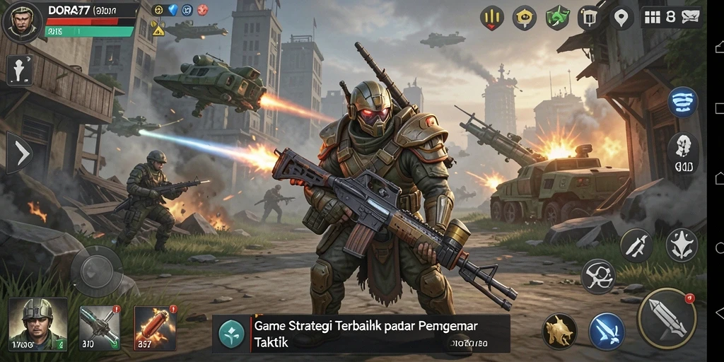 Tampilan menarik dari gameplay strategi DORA77 yang menantang.