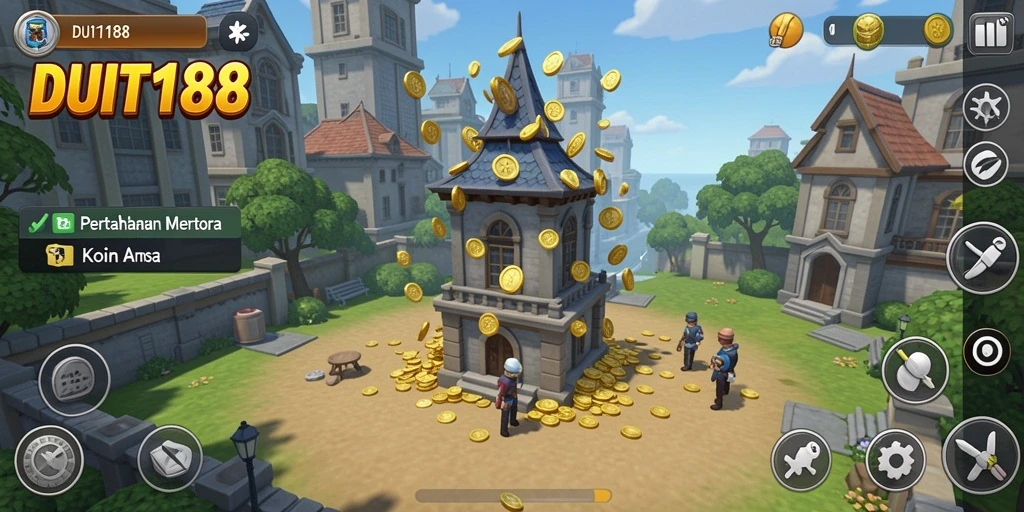 Tampilan gameplay menara pertahanan yang seru dan mendebarkan di DUIT188.