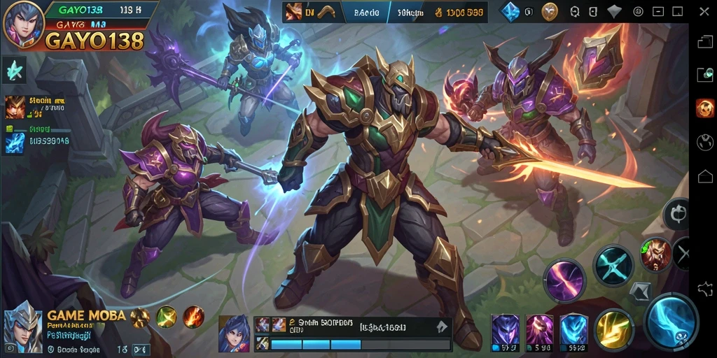 Screenshot GAYO138 menampilkan aksi pertempuran seru dalam permainan MOBA.