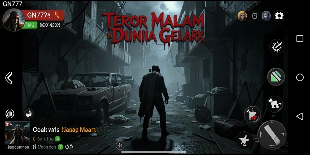 Tampilan mencekam dari gameplay <strong>GN777</strong> yang menampilkan aksi menegangkan.