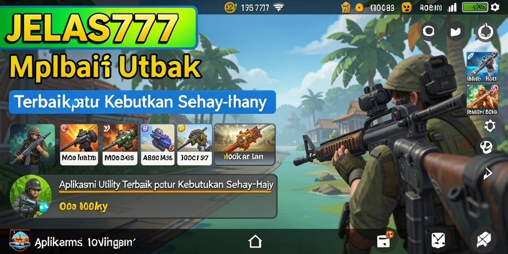 Tampilan antarmuka aplikasi JELAS777 yang sederhana dan informatif.