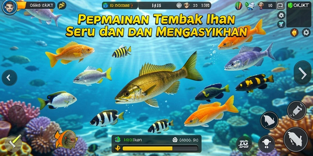 Tampilan gameplay menembak ikan yang seru dan menantang.