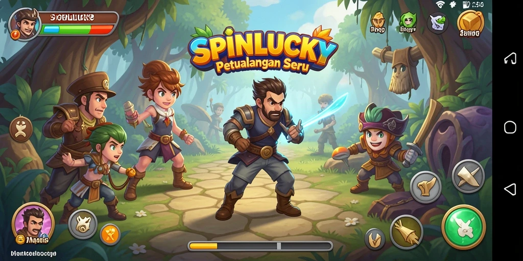 Tampilan gameplay seru dari SPINLUCKY dengan tantangan petualangan.