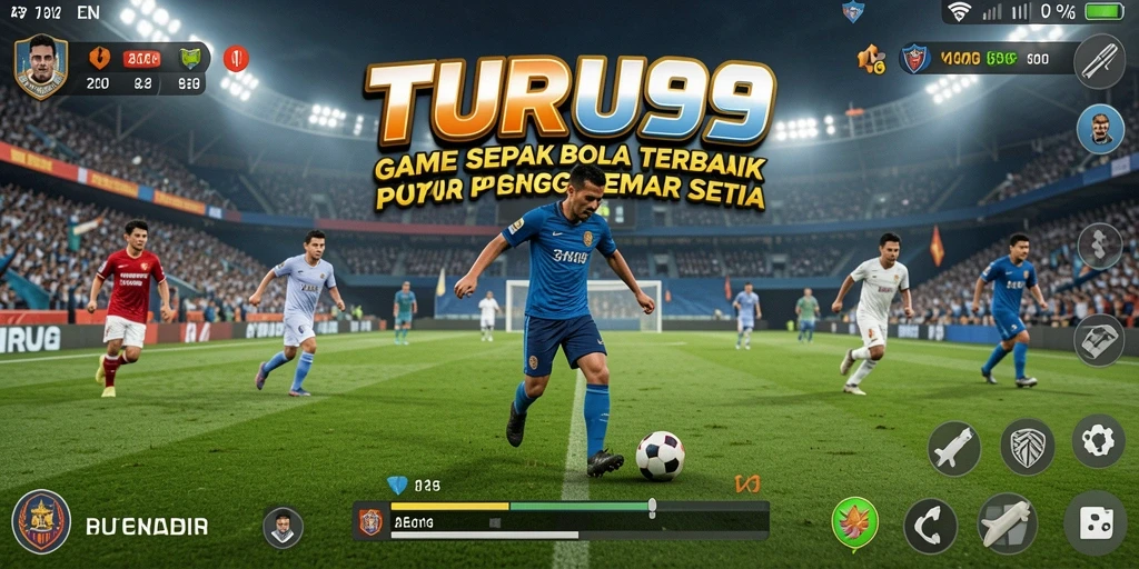 Screenshot TURU99 menampilkan aksi mendebarkan di lapangan sepak bola.